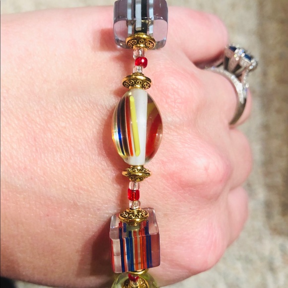 Handmade Lampwork beads bracelet 14k - Picture 1 of 4